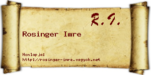 Rosinger Imre névjegykártya
